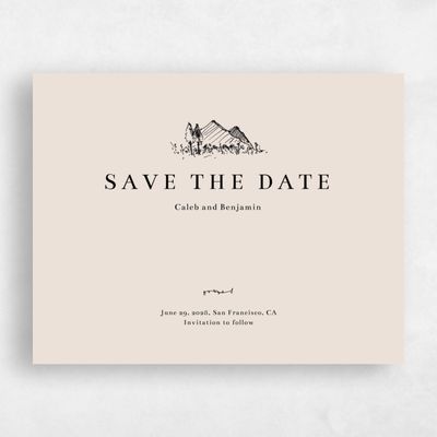 White Fall Wedding Save the Date - Rue Landscape