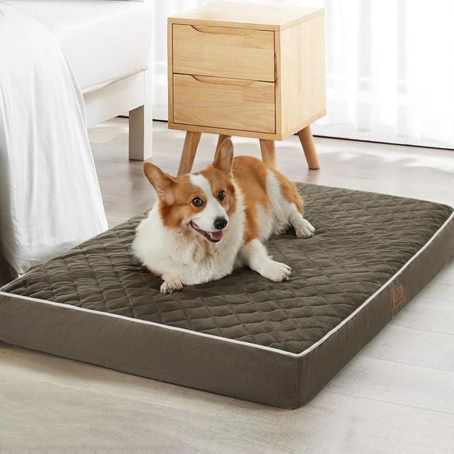 WNPETHOME Orthopedic Dog Beds for Large Dogs, Extra Large Waterproof Dog Bed with Removable Washable Cover & Anti-Slip Bottom, Egg Crate Foam Pet Bed Mat, Multi-Needle Quilting XL Dog Crate Bed