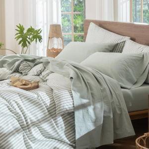 King Bedding Sheet Set Heathered Sage Green