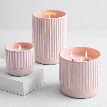 Fluted Ceramic Candles- Blush Woods - Medium