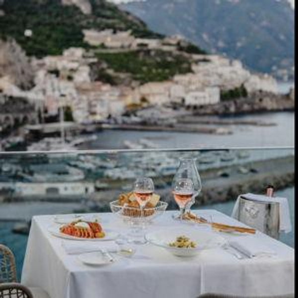 Dinner in Amalfi Coast on our honeymoon