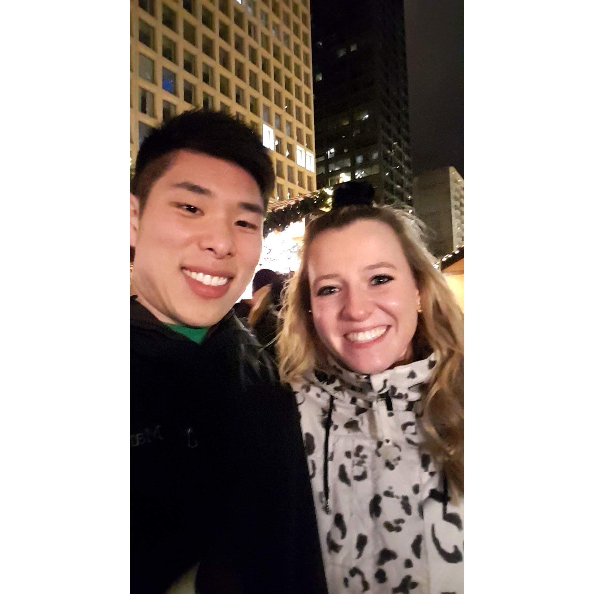 a photo from our first date at the Chriskindel Market in Chicago!