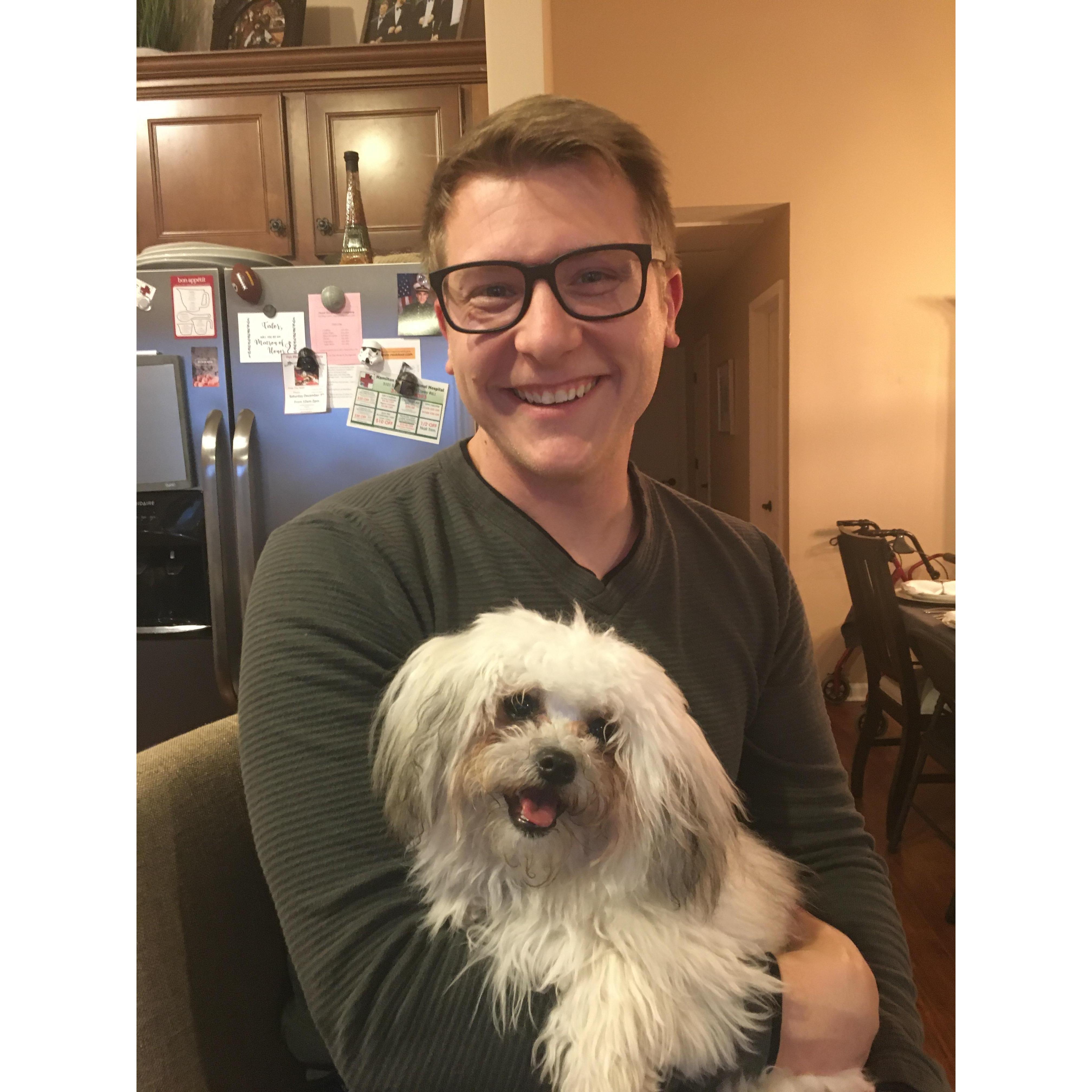 Practicing being a dog daddy!