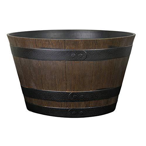 Classic Home and Garden S1027D-037R Whiskey Barrel Planter, 20.5", Kentucky Walnut