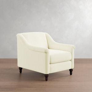Pottery Barn Josie Chair White, Heathered Chenille
