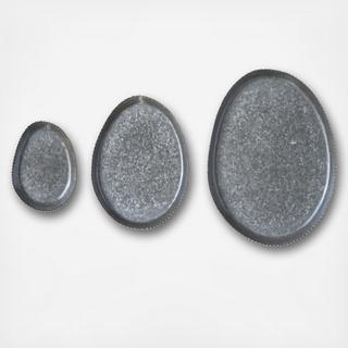 Decorative Galvanized 3-Piece Metal Tray Set