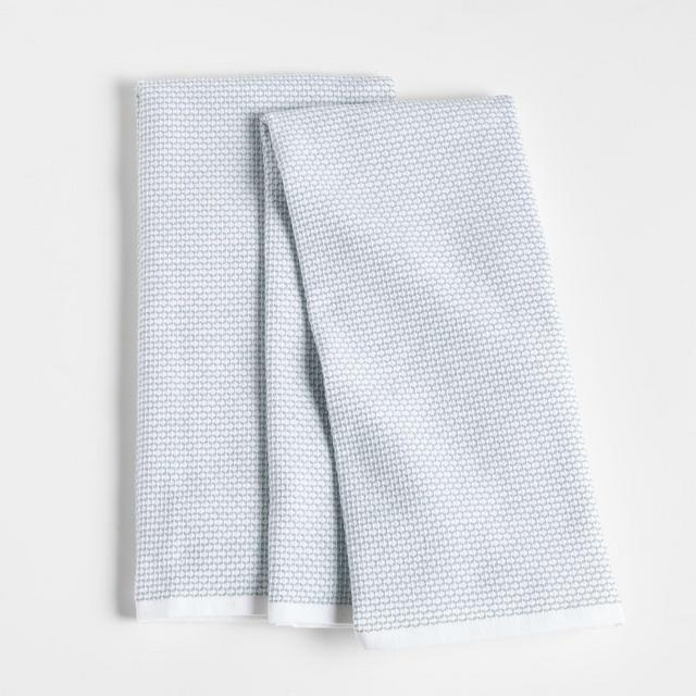 Textured Terry Alloy Grey Organic Cotton Dish Towels, Set of 2 +