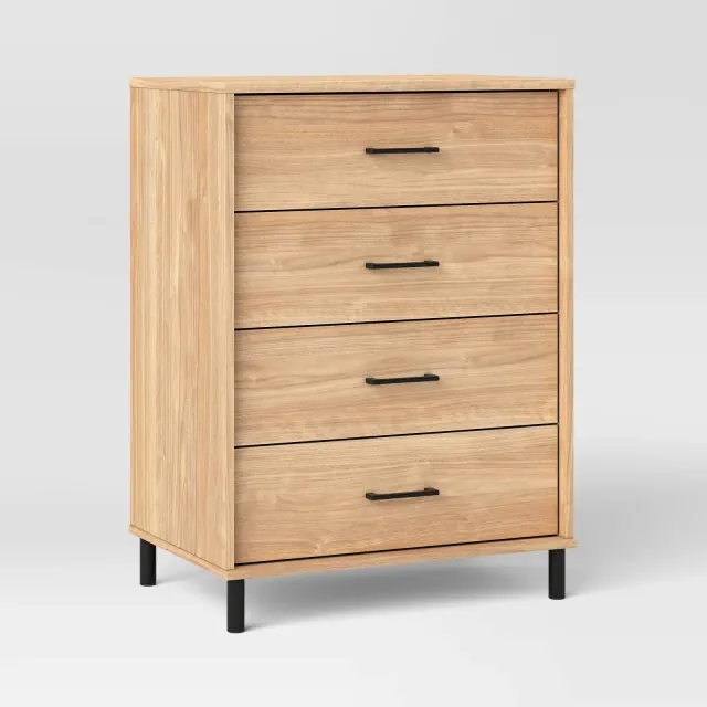 Mixed Material 4 Drawer Dresser Updated Base Natural Wood - Room Essentials™