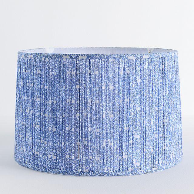 Ruched Printed Fabric Drum Lamp Shade