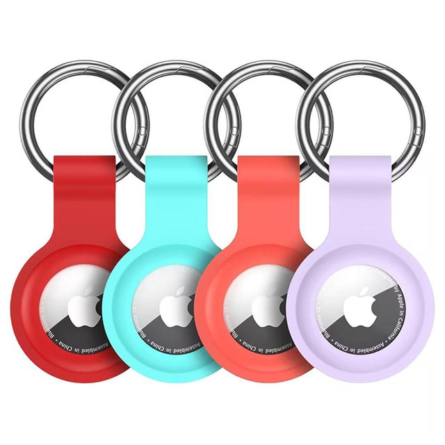 AirTag Holder AirTag Case Keychain Air Tag Holder, Silicone AirTags Key Ring Cases Tags Chain Apple GPS Item iTag Finders Accessories 4 Pack