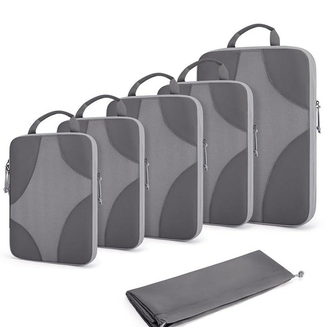 BAGSMART Compression Packing Cubes for Travel, Compressible Luggage Organizer for Cruise Ship, Lightweight Travel Essentials 6-Pack 1L+2M+2S+1Shoe Bag