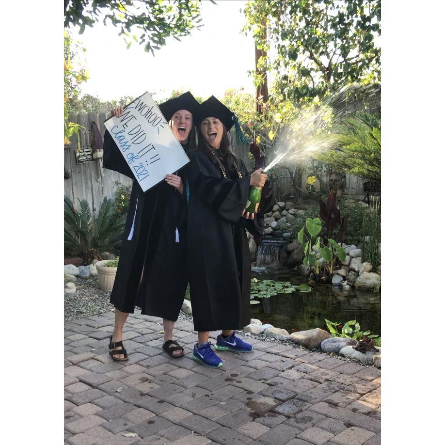 Erin and Meaghan earned their Doctorates of Physical Therapy in Spring 2021, via online ceremony with at-home celebrations!