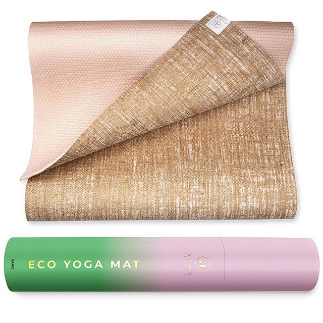 Ajna Eco Organic Yoga Mat - Natural Jute Yoga Mats - Large Non Slip - Reversible Jute PER - Carrying Strap - Extra Long Yoga Mat 72 Inch - 5mm - All Yoga - Vegan