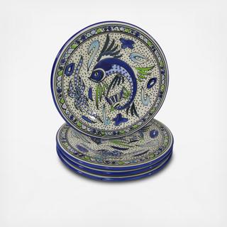Aqua Fish Dinner Plate, Set of 4