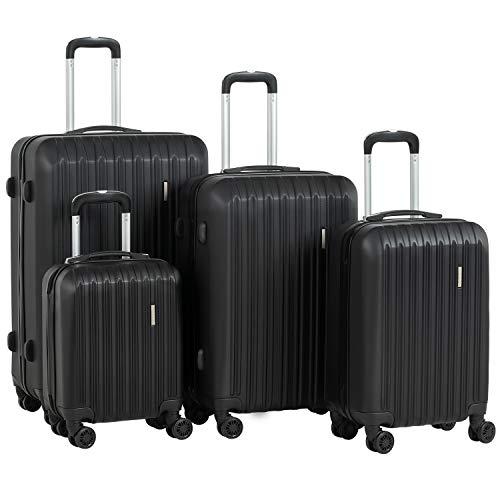 Murtisol Travel 4 Pieces ABS Luggage Sets Hardside Spinner Lightweight Durable Spinner Suitcase 16" 20" 24" 28",4PCS Black