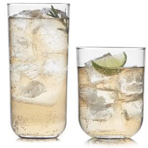 Libbey Polaris Tumbler and Rocks Glass Set, Elegant Drinkware Glasses Set, Lead-Free Tall Drinking Glasses with Modern Clean Lines, Dishwasher Safe Drinking Glasses Set of 16, Axis