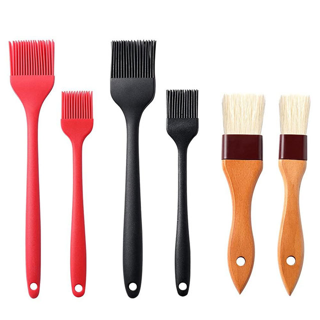 4 Pack Basting Pastry Brushes with 2 Wood Handle Culinary Oil Brushes, Heat Resistant Brush Set, Perfect for BBQ Sauce Barbecue Butter Grill Baking Kitchen Cooking, BPA Free & Dishwasher Safe