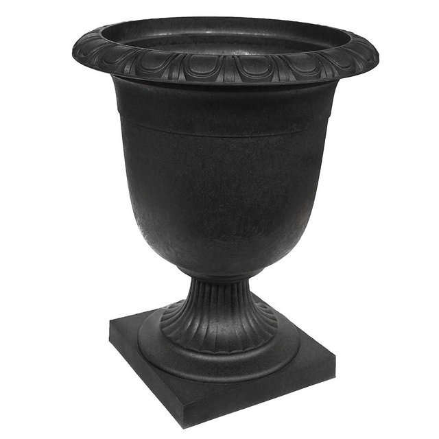 Tierra Verde Crescendo Indoor Outdoor Self Watering Tall Urn Planter, 19" W x 23" H, Black