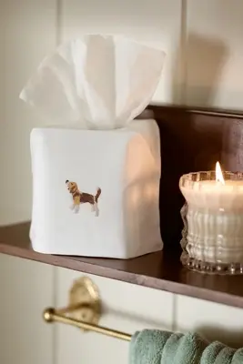 Hand-Embroidered Icon Tissue Box Cover