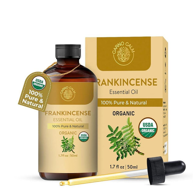 Carno Calm Frankincense Essential Oil | USDA Certified Organic Frankincense Oil | Woody and Earthy Aroma |1.7 fl. Oz