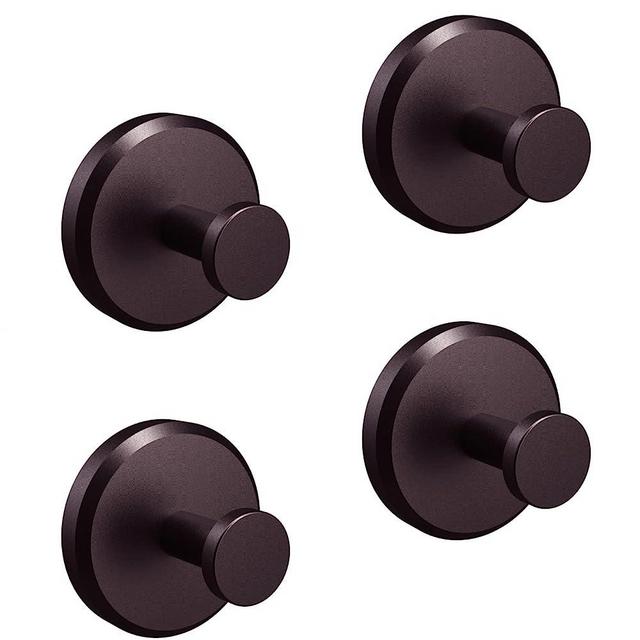 HOME SO Suction Cup Hooks for Shower, Bathroom, Kitchen, Glass Door, Mirror, Tile – Loofah, Towel, Coat, Bath Robe Hook Holder for Hanging up to 15 lbs – Brown, Dark Bronze (4-Pack)