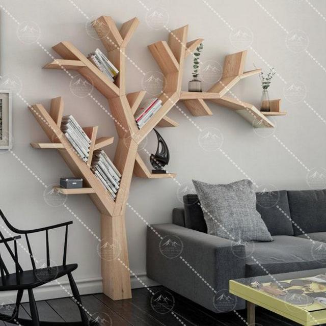 Tree Bookshelf, Decorative Library, Rustic Book Stand, Wooden Tree Bookcase, Book stand Active, Rustic Tree Bookshelf, Wood Bookcase,
