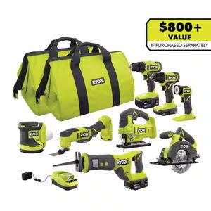 Ryobi - ONE+ 18V Cordless 6-Tool Combo Kit with 1.5 Ah Battery, 4.0 Ah Battery, and Charger