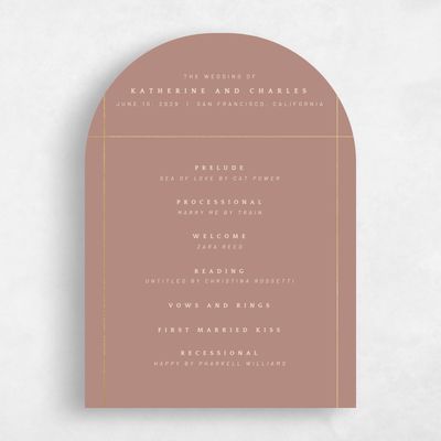 Brown Arch Wedding Program - Corwin Foil