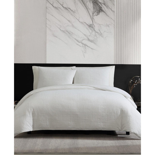 Vera Wang Bark Texture Cotton Jacquard 3-Pc. Duvet Cover Set, King