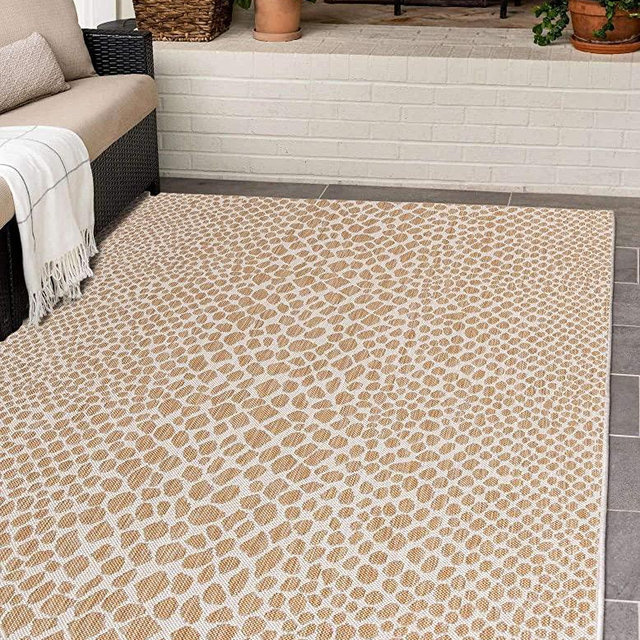 Unique Loom Jill Zarin Outdoor Collection Modern Geometric Beige Area Rug
