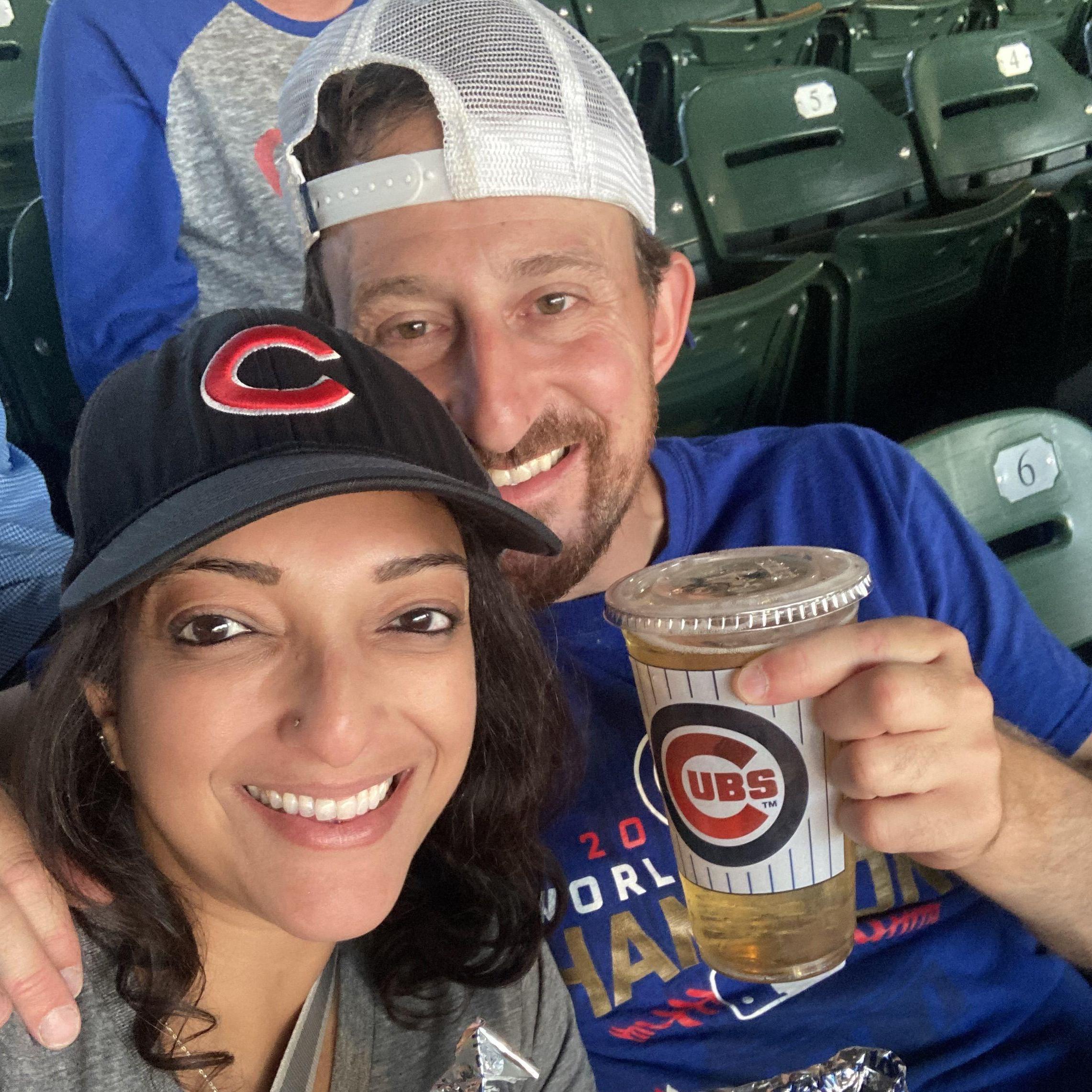 First Cubs game together. We went to Sluggers before and hit some balls in the batting cages!