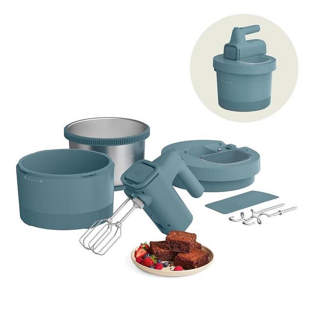 bella 3.5 qt Hand & Stand Mixer, 2 in 1 Multifunctional Kitchen Gadget, Space-saving Design & Double Dishwasher-Safe Bowls, Perfect for Dough and Batter, 200 Watt, Surf