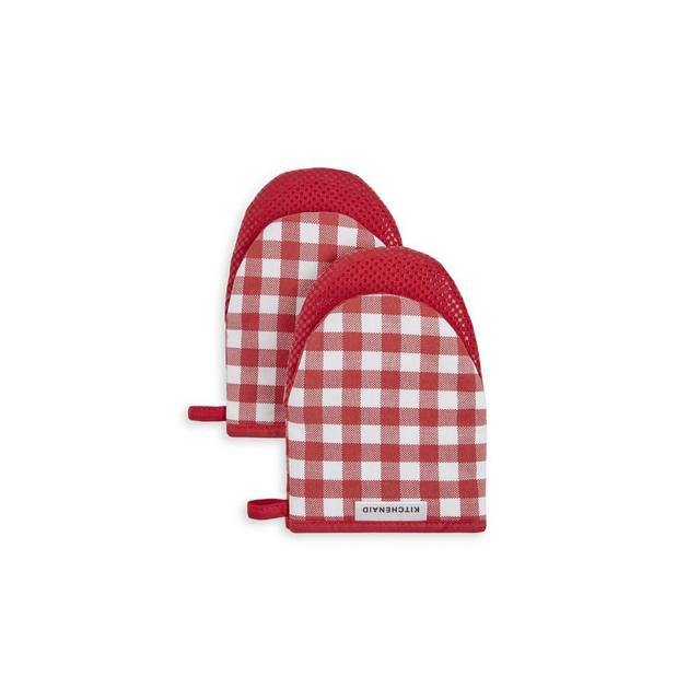 KitchenAid 2pk Cotton Gingham Mini Oven Mitts Red