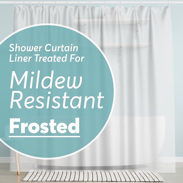 BigFoot Shower Curtain Liner – 72 x 72 PEVA Heavy Duty Shower Curtain with Rustproof Metal Grommet and 3 Magnetic Weights – Odor Free and Compatible with Standard Showers, Frosted