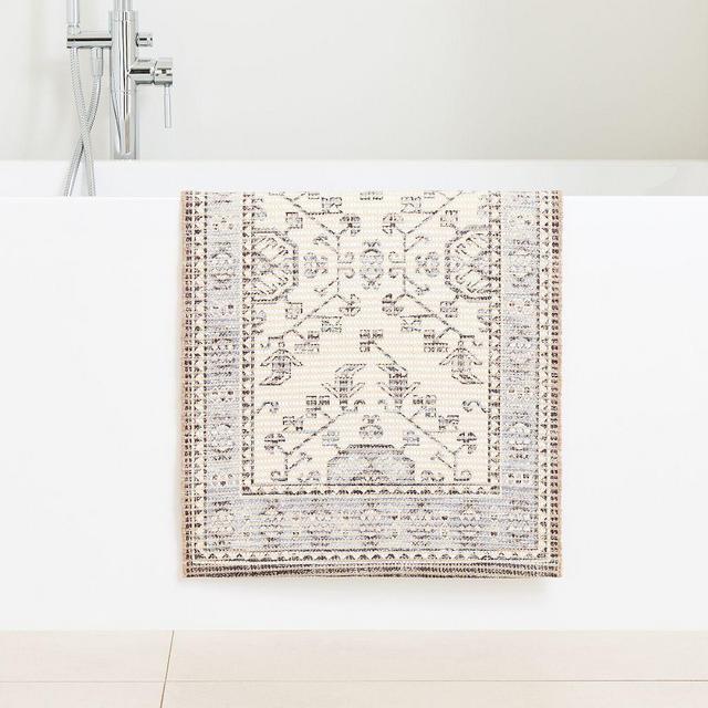 Printed Heirloom Border Bathmat, 20"x34", Charcoal