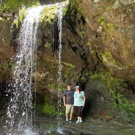 Grotto Falls--Kristyn was thrilled to be able to quote the "backside of water" spiel from The Jungle Cruise.