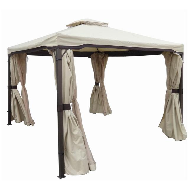 Skyline 10' x 10' Steel Patio Gazebo -Beige - Christopher Knight Home