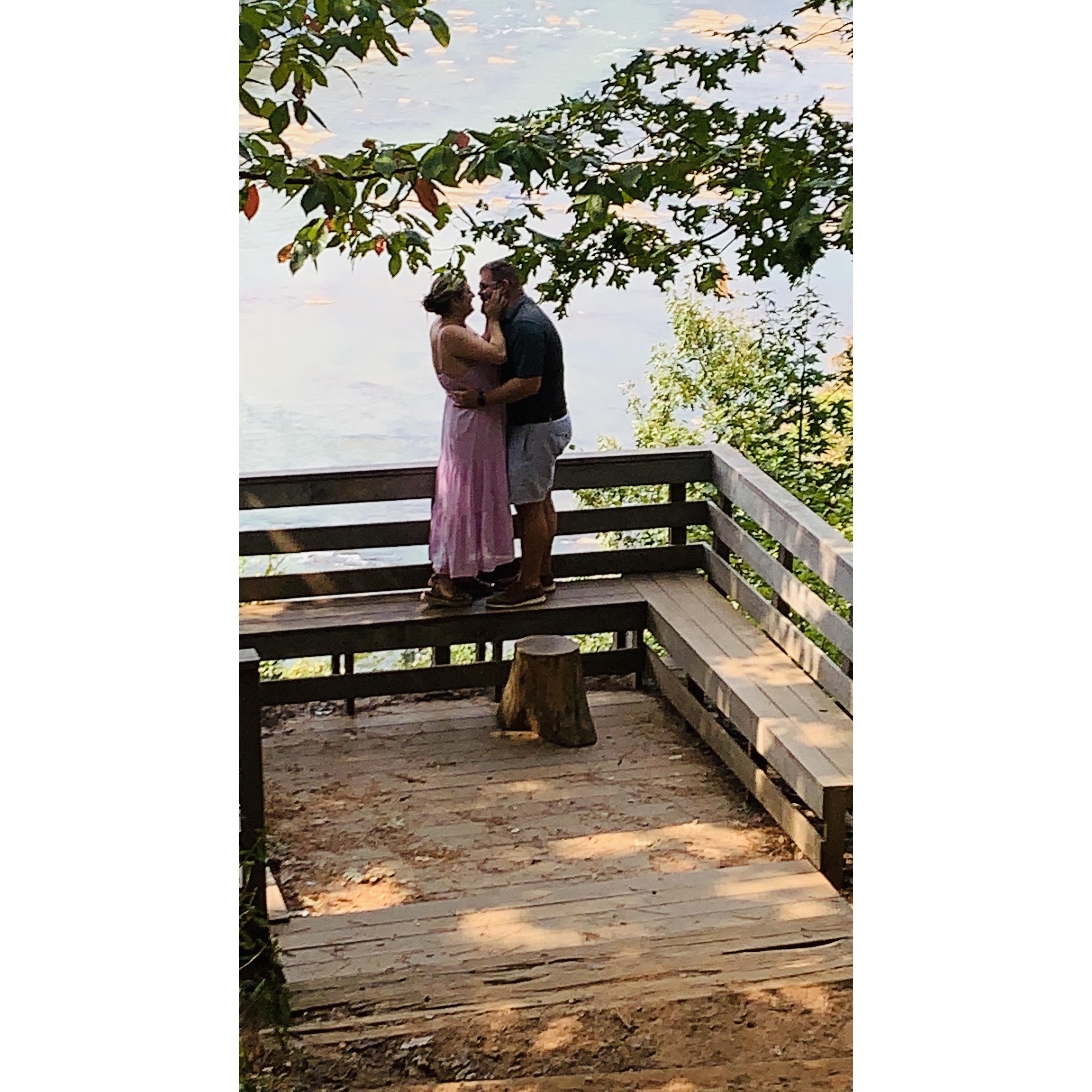 Kate just said "YES!" right before our friend snapped this photo. We have shared many moments at this look out point.  Kate's parents also got engaged right below this point.