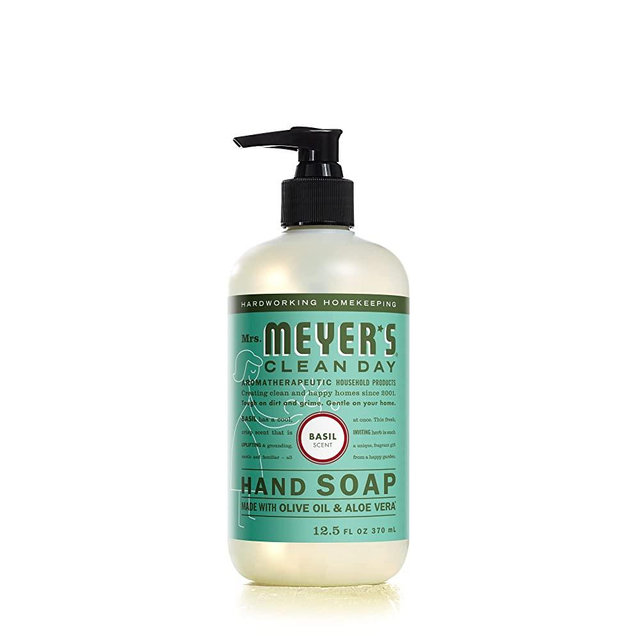 Mrs. Meyer's Liquid Hand Soap, Cruelty Free and Biodegradable Hand Wash Formula Made with Essential Oils, Basil Scent, 12.5 oz Bottle