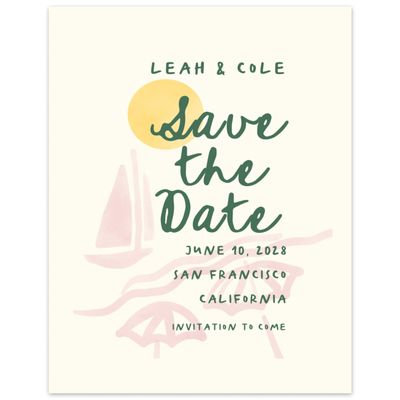 Pink Wedding Digital Save the Date - Spiaggia Portrait