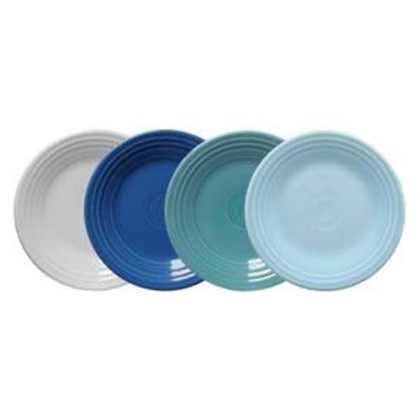 Mixed Coastal Blues Bistro Coupe 10 1/2 Inch Dinner Plate, Set of 4