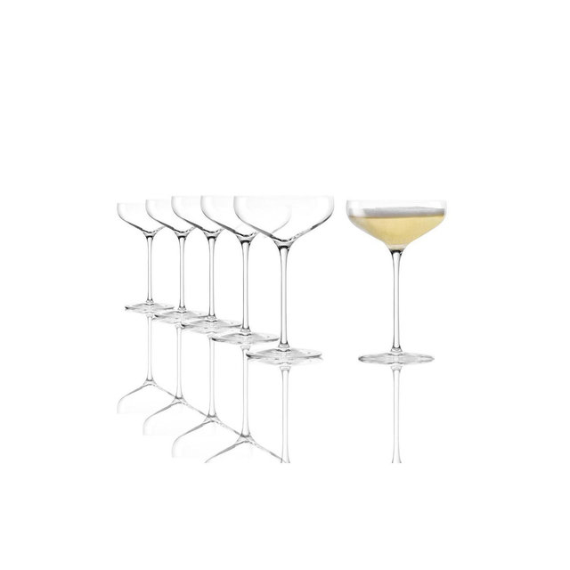 Stolzle Lausitz Set of 6 10.25oz Swing Saucer Glasses: Lead-Free Crystal Coupe Cocktail Drinkware, Dishwasher-Safe