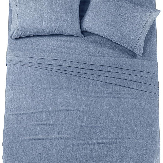Utopia Bedding Queen Sheet Set – 4 Piece Bed Sheets for Queen Size Bed, Soft and Breathable Microfiber, Includes 1 Fitted Sheet, 1 Flat Sheet and 2 Pillowcases (Heather Navy)