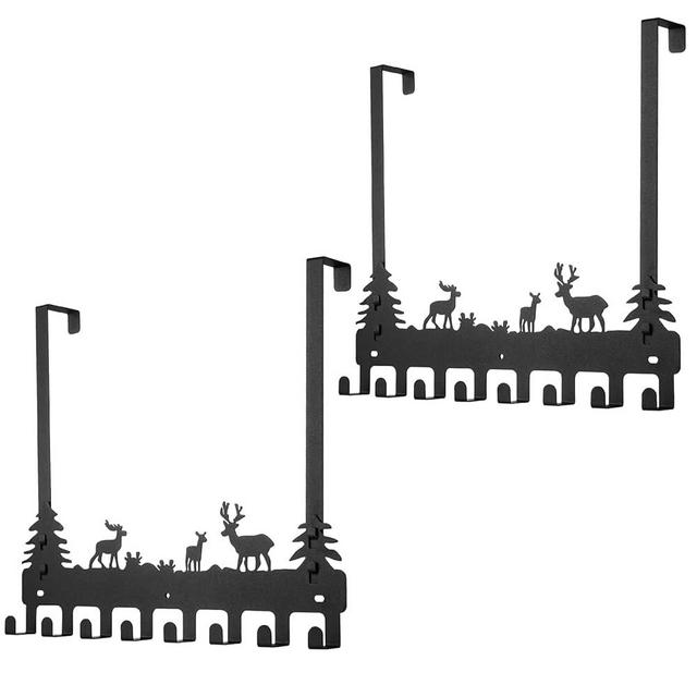 WIEMELIER 2 Pack Over Door Clothes Hanger Shower Room Over Door Hooks Black 8 Hooks