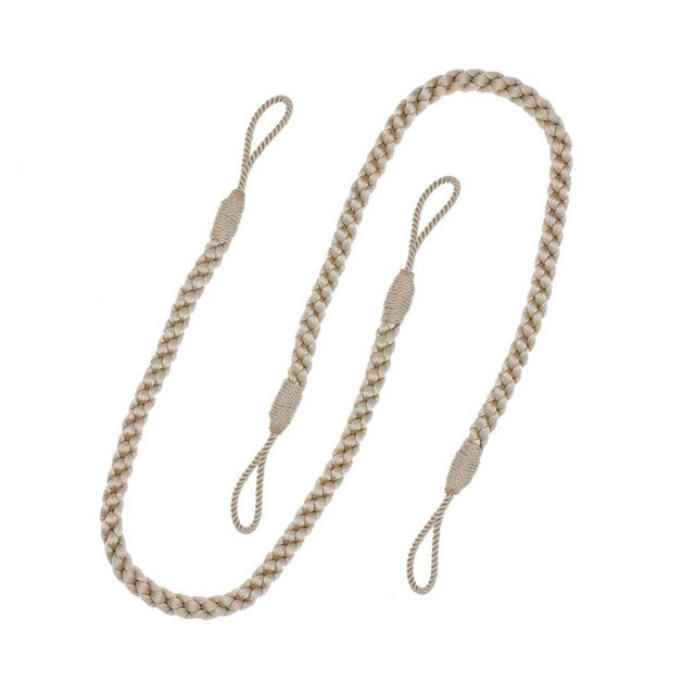 Hiastra Curtain Tiebacks Ropes, 2pcs Decorative Handmade Tie Backs Curtain Holdbacks Holders Cord for Window Sheer Drapes Indoor Outdoor, Beige