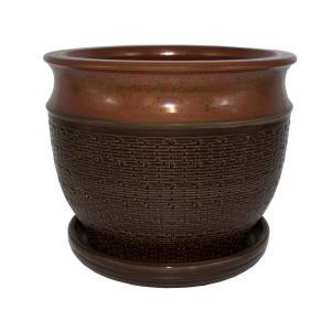 9 in. W x 7.5 in. H Dark Brick Ceramic Pot