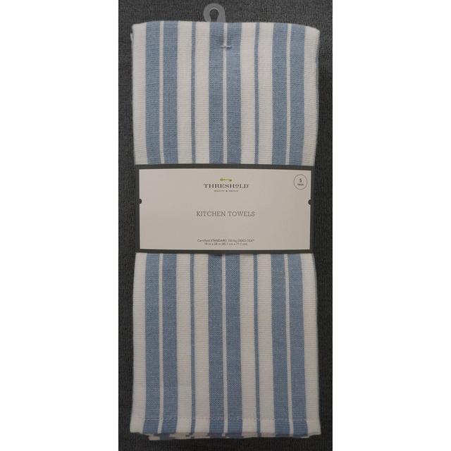 5pk Cotton Assorted Kitchen Towels White/Blue - Threshold™