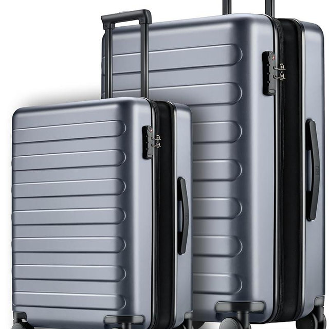 NINETYGO Hardside Expandable Luggage Sets 2 Piece, Carry On Luggage Airline Approved, 28 Inch Luggage with Double Spinner Wheels, Hardshell PC, TSA Lock, 20in/28in (Gun, Rhine Max)