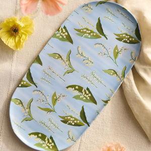 Floral Melamine Serving Platter, Lily of the Valley