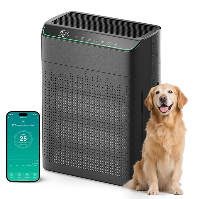 FLANUR Air Purifiers for Home Large Room Up to 1690 ft² Double-sided Air Inlet Smart WiFi Alexa Compatible PM 2.5 Air Quality Monitor for Smoke and Odor 23dB Quiet 1 Pack+2 Pack HEPA Filters Black